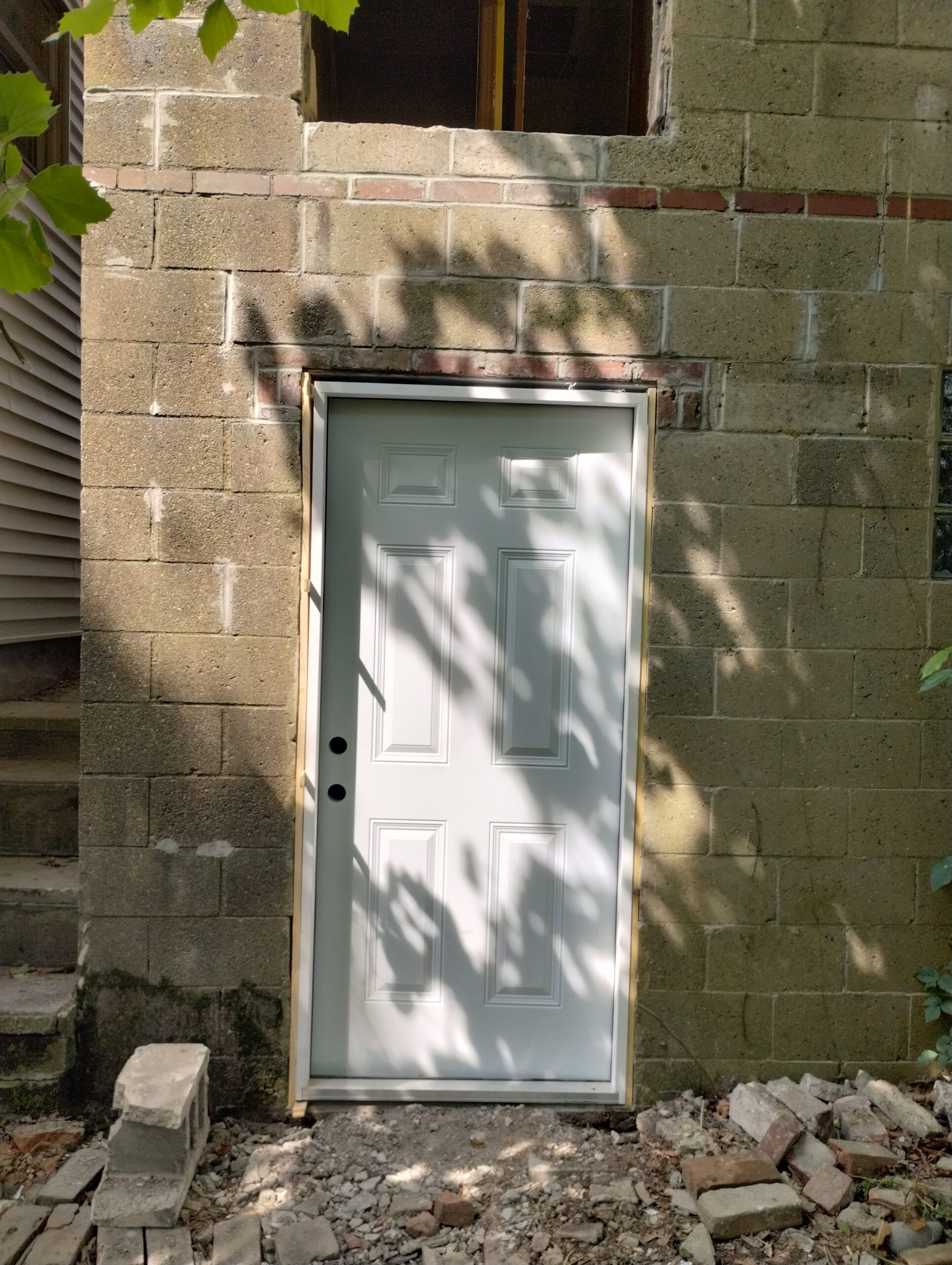 Blockwork repair and replaced door lentil